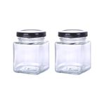 2 Adet 3.5 oz Kare Küçük Bal Kavanozları Siyah Kapaklı Cam Kavanozlar Yoğurt Kavanozları Cam Puding Kavanozları Mason Kavanozları Baharat Kavanozları Jöle Reçeli Bal Baharat Mum Gıda Saklama, 5,3 x