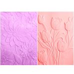 2 adet 3D kabartma klasörü kart yapımı için lale çiçeği çiçek çiçek dokuları izlenimler arka plan plastik kabartma klasörleri şablon DIY Scrapbooking ve diğer kağıt el sanatları için anneler günü