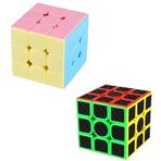 2 Adet 3x3 Zeka Sabır Küpü Karbon Fiber ve Pastel Renkli Profesyonel Speed Cube