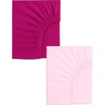 2 Adet 70 x 120 x 20 cm Anne Yanı Lastikli Penye Kumaş Bebek Çarşafı - Fuşya - Pembe - 70 x 120 cm