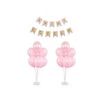 2 Adet 7'li Balon standı Pembe Makaron Balon ve iyiki doğdun pembe banner