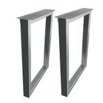 2 adet ağır hizmet tipi metal masa ayağı - endüstriyel rustik kare tüp tasarımı yemek kahve veya bilgisayar masası için - gelişmiş stabilite ve modern stil için sağlam gümüş kaplama