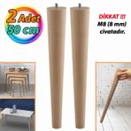 2 Adet Ahşap Ayak 50 Cm Masa Zigon Sehpa Tv Ünitesi Puf Tabure Ayağı Ayakları Konik M8 Civatalı