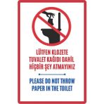 2 Adet Altınuç Art Design Lütfen Klozete Tuvalet Kağıdı Dahil Hiçbir Şey Atmayınız Tekne Marin Pvc Levha Yönetmeliğe Uygun - 20 x 30 cm