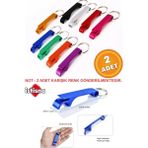 2 Adet Alüminyum Anahtarlık Minik Taşınabilir Renkli Şişe Açacağı Pratik Kapak Açacağı - Çok Renkli - 5 cm