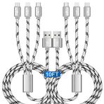2 adet ASICEN 10 Ft/3 m Çoklu USB Hızlı Şarj Kablosu 3A, 3'ü 1 arada Şarj Kablosu Telefon/Micro-USB/Type-C Cep Telefonları/Samsung Galaxy/Pixel/LG/Tabletler ve Daha Fazlası ile Uyumlu