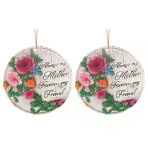 2 Adet Asılabilir Balkon Ve Bahçe Süsü Gullu,Anne Temalı Yuvarlak 15X15x1,1Cm Duvar Süsü,Taşı Balkon,Bahçe Ve Oda Dekor Hoşgeldiniz Tablo,