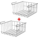 2 Adet Asılabilir Mutfak Dolap Içi Tel Sepet 31X30X18 cm Ikea 2'li Set Metal Raf Içi Organizer Gri Düzenleyici