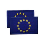 2 adet Avrupa Birliği bayrakları yama AB Avrupa uluslararası işlemeli rozet, kancalı ve halkalı askeri yamalar, bayrak, nakışlı yama, 8 x 5 cm, kıyafet, üniforma, taktik sırt çantası çantası için