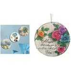 2 Adet Balkon Bahçe Süsü Gelincikli,Anne Temali Yuvarlak 15X15x1,1Cm Duvar Süsü,Taşi Balkon,Bahçe Oda Dekor Hoşgeldiniz Tablo,Tabela