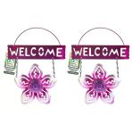 2 Adet Balkon ve Bahçe Hoşgeldiniz Tabelası Pembe Çiçekli 26X20X0,2CM Duvar Süsü Balkon,bahçe ve Oda Dekor Hoşgeldiniz Tablo,tabela