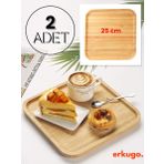 2 Adet Bambu Kare Servis Tabağı, Sunum Seti (25X25 Cm)