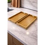 2 Adet Bambu Modern Tasarım Servis Tepsi Seti