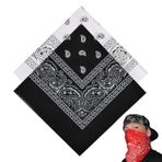 2 adet, bandana kadın erkek, başörtüsü, boyun şalı, bandana siyah, üniseks bez, ciltleme bezi, baş örtüsü, saç, şal, şal deseni, siyah ve beyaz (55 x 55 cm), Siyah, 55*55cm