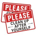 2 ADET Be Considerate Clean Up After Yourself Sign Banyo ve Mutfak için, Kendinden Yapışkanlı Su Geçirmez Ev, İş, Ofis, Ortak Mutfak, Mola Odası ve Okul için Bu Alanı Temiz Tutun Kurallar Sticker