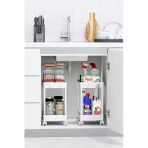 2 Adet Beyaz 2 Katlı Tekerlekli Düzenleyici Mutfak Ve Banyo Rafı