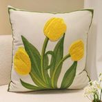 2 Adet Boho Tepeli Kare Kırlent Kılıfları Sarı Lale Yastık Kılıfları Kanepe Kanepe Yatak Oturma Odası için, 45x45 cm