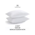 2 Adet Boncuk Silikon Yastık 1200 Gram Antialerjik 50x70 Cm Premıuım Yastık Beyaz
