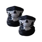 2 Adet Buff Kuru Kafa İskelet Maske Motorcu Kar Maskesi Boyunluk Maske Baf Ağızlık Mask Buff Siyah - Siyah