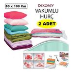 2 Adet Büyük Boy 80 Cm X 100 Cm Vakumlu Poşet Vakumlu Hurç Vakumlu Torba Yorgan Yastık Saklama Hurcu
