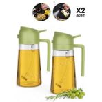 2 Adet Çift Fonksiyonlu Cam Yağdanlık 450Ml Zeytinyağı Sıvıyağ Şişe Sprey Airfryer Yağlık Sirkelik