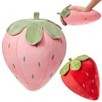2 Adet Çilek Peluş Yastık Meyve Çocuk Yastığı Yumuşak Kawaii Çilek Dekor Estetik Sevimli Yastıklar Doldurulmuş Çilek Yastık Oda Ev Araba Dekorasyonu Doğum Günü Hediyeleri, Kırmızı ve Pembe