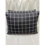 2 Adet Çizgili Fermuarlı Yastık Kılıfı | 50X70 cm | %90 Pamuk - Açık Gri