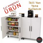 2 Adet Çok Amaçlı 2 Kapaklı Dolap Banyo Mutfak Erzak Kiler Dolabı Genişlik 70+70 140 Cm Beyaz