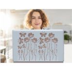 2 Adet Defter Sticker,laptop Sticker Gri Çiçekli Pvc 48X33X0,5CM