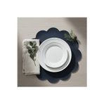 2 Adet Deri Lacivert Amerikan Servis 33x33 cm-Kolay Silinebilir Supla-Çiçek Amerikan Servis