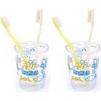 2 Adet Diş Fırçalık Deniz Desen Akrilik 8X8x9cm 350Ml Banyo Seti