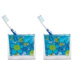 2 Adet Diş Fırçalık Mavi Çiçekli Akrilik 10X10x3cm Banyo Seti