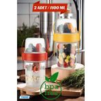 2 Adet Diyet & Kahvaltı Için Çatal & Kaşıklı Kapaklı Yoğurt Müsli Salata Meyve Saklama Kabı - 1100ML