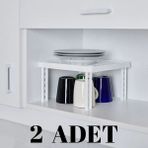 2 Adet Dolap Içi Düzenleyici Raf Kare Yükseltici Raf Istiflenebilir Organizer