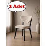 2 Adet Elma Sandalye Modern Kadife Kapitone Sırtlı Mutfak Yemek Odası Balkon Kafe Sandalyesi 85 Cm Krem