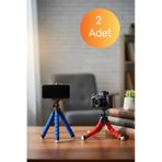2 Adet Esnek Ahtapot Tripod Seti - Telefon Ve Kamera Uyumlu Masaüstü Stand cok-renkli