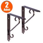 2 Adet Ferforje Raf Altı Ayak Dekoratif Raf Tutucu Bakır Montaj Aparatı 135 X 190 Mm (orta Boy)
