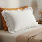 2 Adet Fırfırlı Ranforce Kumaş Yastık Kılıfı 50 x 70 - Beyaz