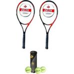 2 Adet Flame 27 Inç Tek Parça L2 Grip Tenis Raketi + 2 Adet Tenis Çantası + 3 Adet Prof. Maç Topu - Kırmızı