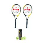 2 Adet Flame 27 İnç Tek Parça L3 Grip Tenis Raketi + 2 Adet Tenis Çantası + 3 Adet Prof. Maç Topu