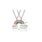 2 Adet Gökkuşağı Best Friends Kolye Bff Ikili Arkadaşlık Kolyesi