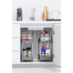 2 Adet Gri 2 Katlı Tekerlekli Düzenleyici Mutfak ve Banyo Rafı ORH-H006-2T2-GRY-WHL