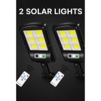 2 Adet Hareket Sensörlü Kumandalı 3 Modlu Güneş Enerjili Büyük Boy 128 LED Solar Bahçe Sokak Lambası - Beyaz