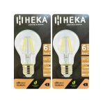 (2 Adet) Heka 6W (51W) 6500K (Beyaz Işık) E27 Duylu (Kalın Duy) Led Şeffaf Ampul