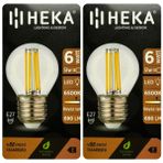 (2 Adet) Heka 6W (51W) 6500K (Beyaz Işık) E27 Duylu Şeffaf Led Ampul