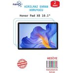 2 ADET Honor Pad X8 10.1" Tablet İçin Tam Uyumlu Ekran Koruyucu Şeffaf Cam Nano HD Esnek Kırılmaz