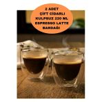 2 Adet Hope Xing Çift Cidarlı Cam Kahve Kupa Bpa Free Cam Oval-Shaped Latte, Çay, Espresso 220Ml