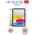 2 ADET iPad 10. Nesil 10.9" Tablet İçin Tam Uyumlu Ekran Koruyucu Şeffaf Cam Nano HD Esnek Kırılmaz