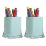 2 Adet Kalemlik Buz Mavi Renkli Ofis Gereci 6X6X10CM 300ML