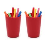 2 Adet Kalemlik Kırmızı Renkli Melamin Ofis Gereci 8X8X11CM 320ML